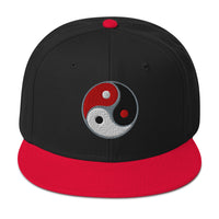 Triple Yin Yang Concept Chinese Symbol Flat Bill Cap embroidered snapback hat, product image 6