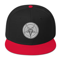 White Baphomet Sigil Snapback – Occult Satanic Flat Bill Hat, Gothic Dark Aesthetic, Alt Streetwear Embroidered Cap embroidered snapback hat, product image 5