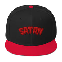Satan Blood Drip Snapback – Occult 3D Puff Flat Bill Hat, Gothic Satanist Embroidered Cap, Dark Alt Horror Streetwear embroidered snapback hat, product image 5