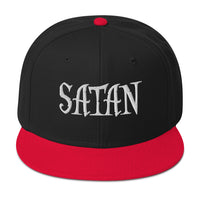 White Satan Pure Evil Snapback – Occult Flat Bill Cap, Gothic Embroidered Hat for Alt Fashion, Horror Dark Streetwear embroidered snapback hat, product image 5