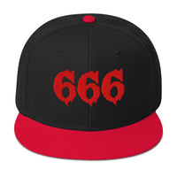 Red 666 embroidered snapback hat, product image 5