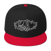Crown of Thorns Black Death Rose embroidered snapback hat, product image 6