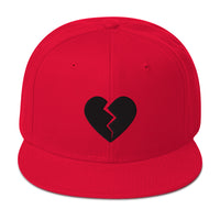 Black Broken Heart Valentines Day Embroidered Flat Bill Cap embroidered snapback hat, product image 24