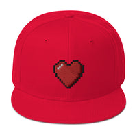 Retro 8 Bit Video Game Pixelated Heart Embroidered Flat Bill Cap embroidered snapback hat, product image 24