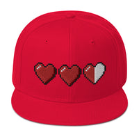 3 Heart Meter Retro 8 Bit Video Game Pixelated Embroidered Flat Bill Cap embroidered snapback hat, product image 24