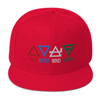 Four Elements of Matter: Fire, Water, Wind, Earth Embroidered Flat Bill Cap embroidered snapback hat, product image 23