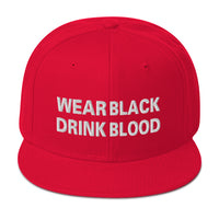 Wear Black Drink Blood Embroidered Flat Bill Cap embroidered snapback hat, product image 23
