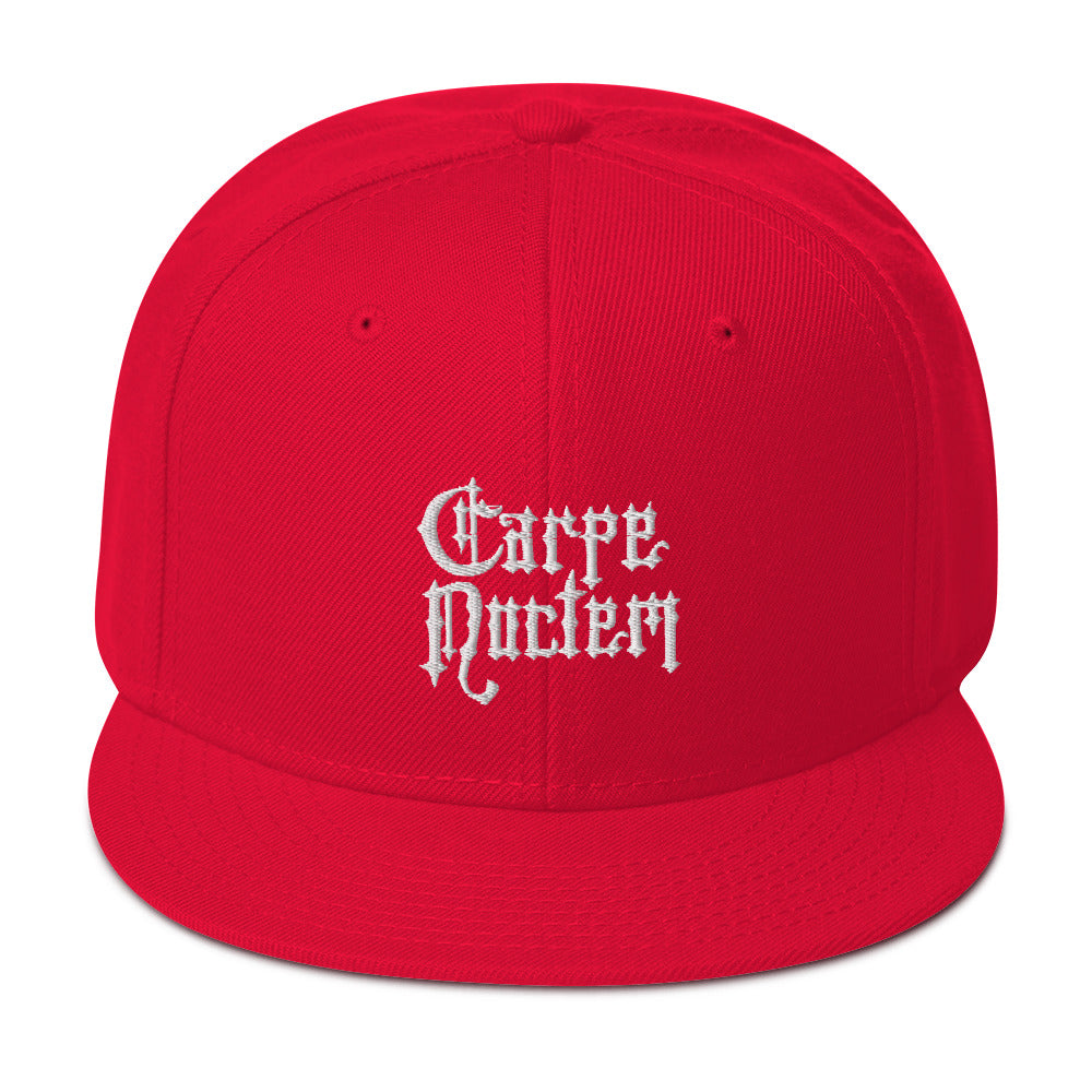 Carpe Noctem Seize The Night Vampire Embroidered Flat Bill Cap Snapback Hat
