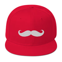 Classic Handlebar Mustache Embroidered Flat Bill Cap embroidered snapback hat, product image 23
