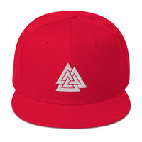 Viking Valknut Triangles of Power and Glory Embroidered Flat Bill Cap embroidered snapback hat, product image 23