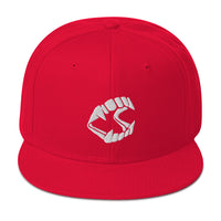 White Vampire Novelty Halloween Fangs Embroidered Flat Bill Cap embroidered snapback hat, product image 24