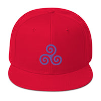 Purple Triskelion or Triskeles Spiral Embroidered Flat Bill Cap embroidered snapback hat, product image 22