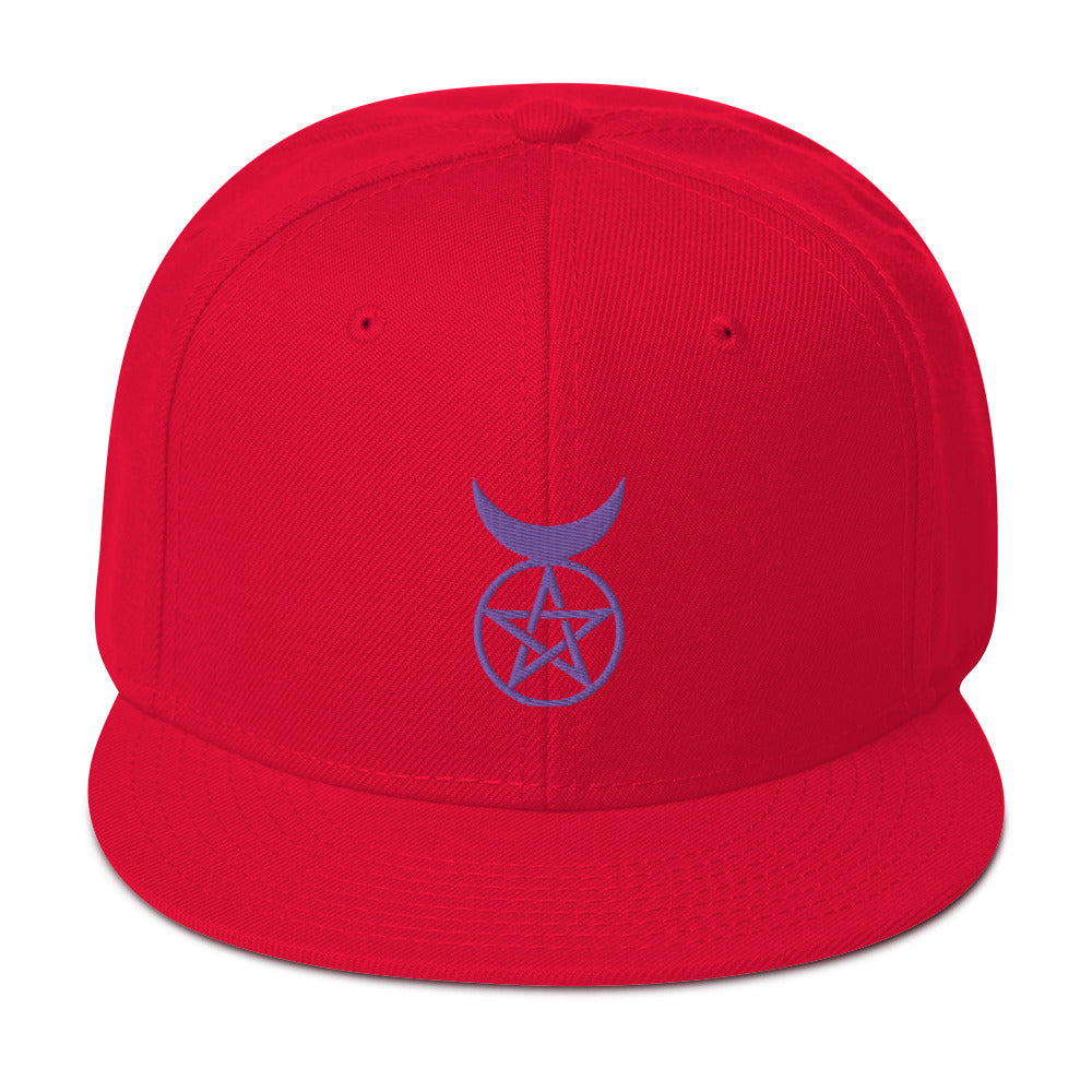 Purple Horned God Neopaganism Symbol Embroidered Flat Bill Cap Snapback Hat