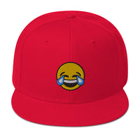 Tears of Joy Emoji Crying Emoticon Embroidered Flat Bill Cap embroidered snapback hat, product image 24