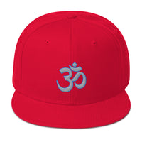 Grey OM Sacred Spiritual Symbol Embroidered Flat Bill Cap embroidered snapback hat, product image 23