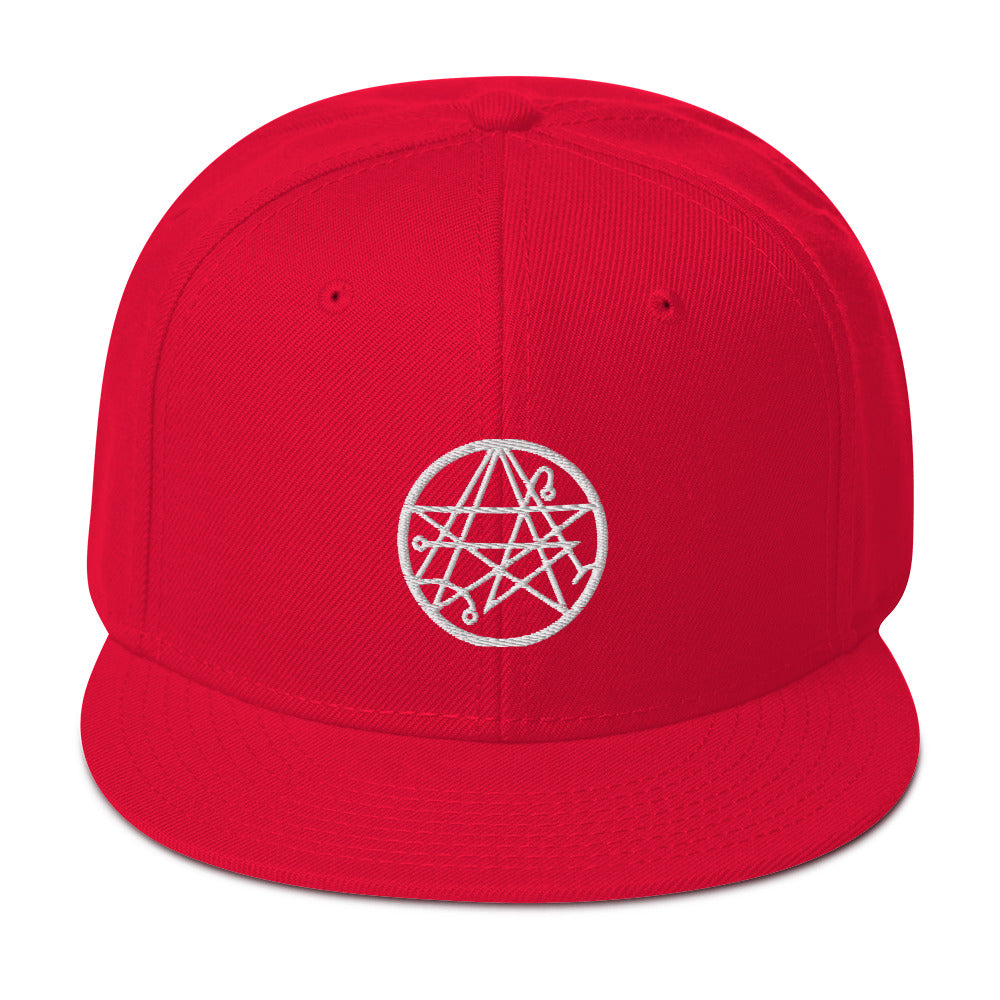 White Necronomicon Symbol Book of Dead Embroidered Flat Bill Cap Snapback Hat