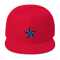 Blue Nautical North Star Embroidered Flat Bill Cap embroidered snapback hat, product image 23