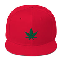 Green Marijuana Leaf Cannabis Plant Embroidered Flat Bill Cap embroidered snapback hat, product image 24