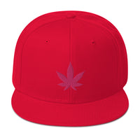 Hot Pink Marijuana Leaf Cannabis Plant Embroidered Flat Bill Cap embroidered snapback hat, product image 24