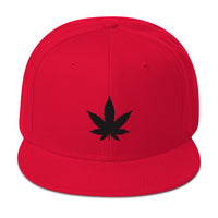 Black Marijuana Leaf Cannabis Plant Embroidered Flat Bill Cap embroidered snapback hat, product image 23