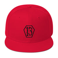 Black Coffin Number 13 Goth # Thirteen Embroidered Flat Bill Cap embroidered snapback hat, product image 24