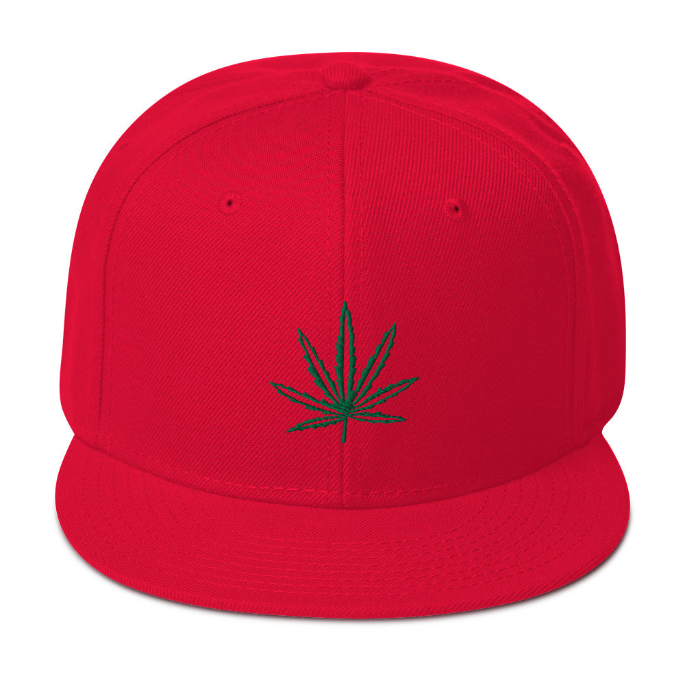 Green Pot Leaf Legalize Marijuana Cannabis Flat Bill Cap Snapback Hat