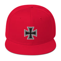White Heavy Metal Biker Cross Symbol Embroidered Flat Bill Cap embroidered snapback hat, product image 24