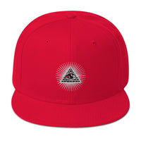 White Illuminati All Seeing Psychic Eye Embroidered Flat Bill Cap embroidered snapback hat, product image 24