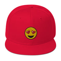 Heart – Eyes Emoji Embroidered Emoticon Flat Bill Cap embroidered snapback hat, product image 23