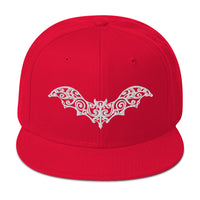 White Gothic Vine Wrought Iron Bat Embroidered Flat Bill Cap embroidered snapback hat, product image 24