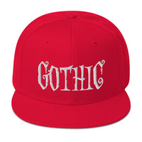 White Gothic Dramatic Style Embroidered Flat Bill Cap embroidered snapback hat, product image 23