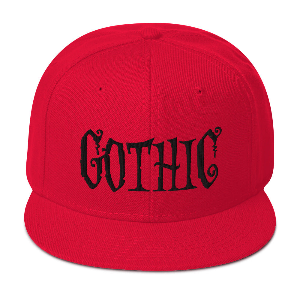 Black Gothic Dramatic Style Embroidered Flat Bill Cap Snapback Hat