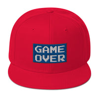 Game Over 8 Bit Embroidered 80's Retro Style Flat Bill Cap embroidered snapback hat, product image 23