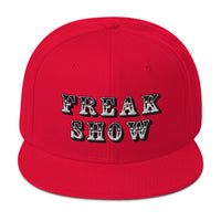 White Circus Freak Show Embroidered Flat Bill Cap embroidered snapback hat, product image 24