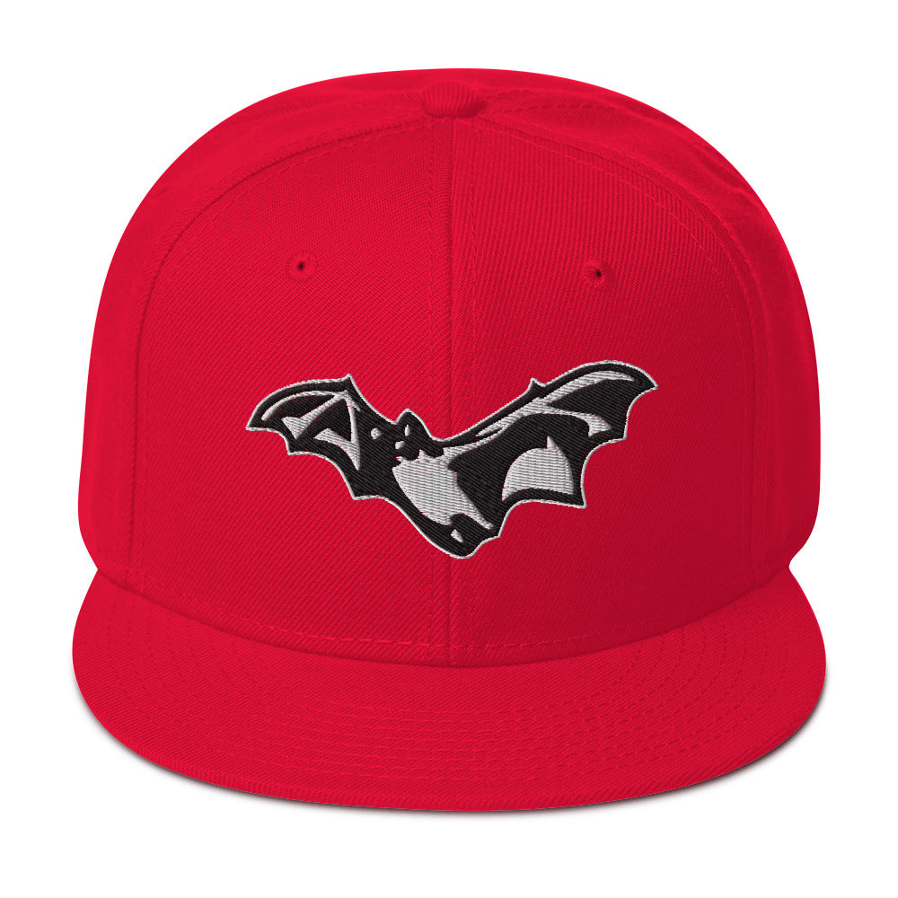 Flying Vampire Bat Goth Fashion Embroidered Flat Bill Cap Snapback Hat