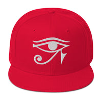 White Eye of Ra Egyptian Goddess Embroidered Flat Bill Cap embroidered snapback hat, product image 23