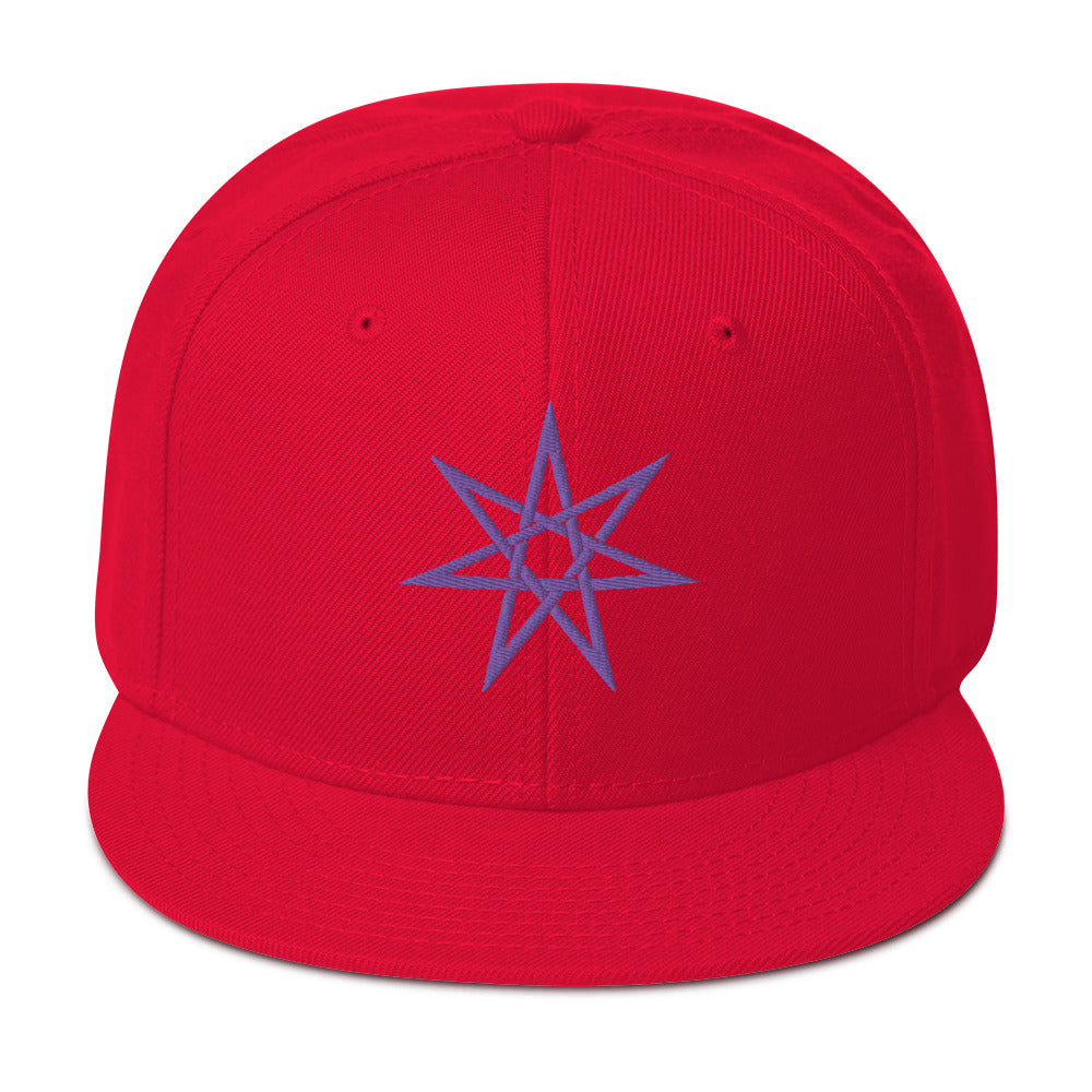 Purple Elven Star Witchcraft Symbol Embroidered Flat Bill Cap Snapback Hat