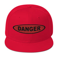 Red Danger Warning Sign Embroidered Flat Bill Cap embroidered snapback hat, product image 23