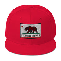 California U.S. State Flag Embroidered Flat Bill Cap embroidered snapback hat, product image 24