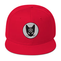 Black Cat Wiccan Pentagram Embroidered Flat Bill Cap embroidered snapback hat, product image 24