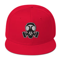 White Bio Hazard Gas Mask Embroidered Flat Bill Cap embroidered snapback hat, product image 24