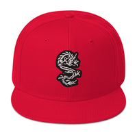 White Ancient Chinese Dragon Embroidered Flat Bill Cap embroidered snapback hat, product image 23