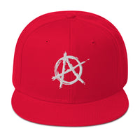 White Anarchy Sign Punk Rock Chaos Embroidered Flat Bill Cap embroidered snapback hat, product image 24