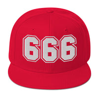 White 666 The Number of the Beast Evil Embroidered Flat Bill Cap embroidered snapback hat, product image 24