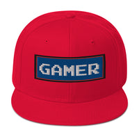80's Retro Style 8 Bit Gamer Embroidered Flat Bill Cap embroidered snapback hat, product image 23