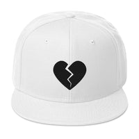 Black Broken Heart Valentines Day Embroidered Flat Bill Cap embroidered snapback hat, product image 36