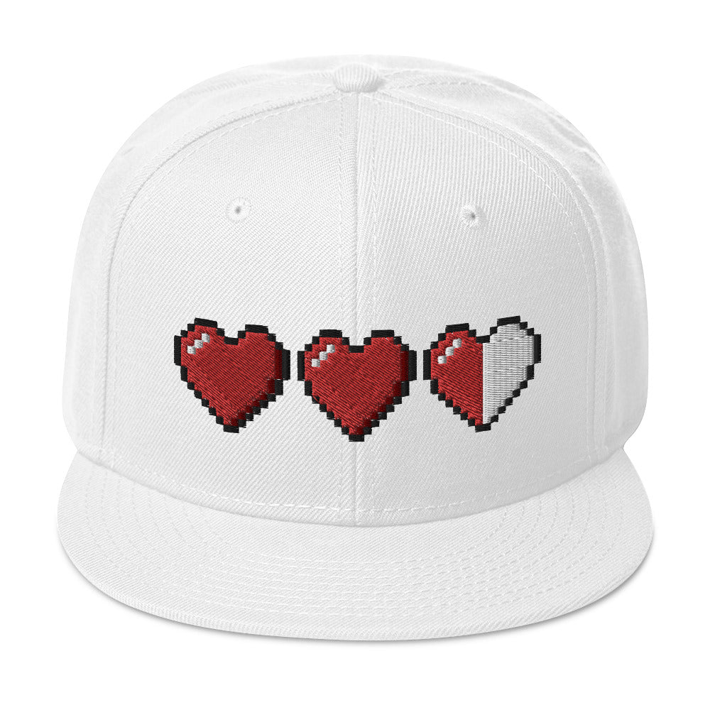 3 Heart Meter Retro 8 Bit Video Game Pixelated Embroidered Flat Bill Cap Snapback Hat