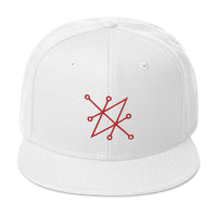 Red Sigil of Fallen Angel Azazel Occult Symbol Embroidered Flat Bill Cap embroidered snapback hat, product image 35