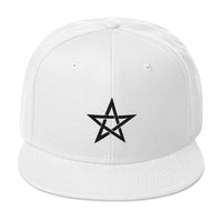 Black Wiccan Woven Pentagram Symbol Embroidered Flat Bill Cap embroidered snapback hat, product image 35
