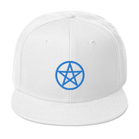 Blue Wiccan Witchcraft Pentagram Embroidered Flat Bill Cap embroidered snapback hat, product image 35